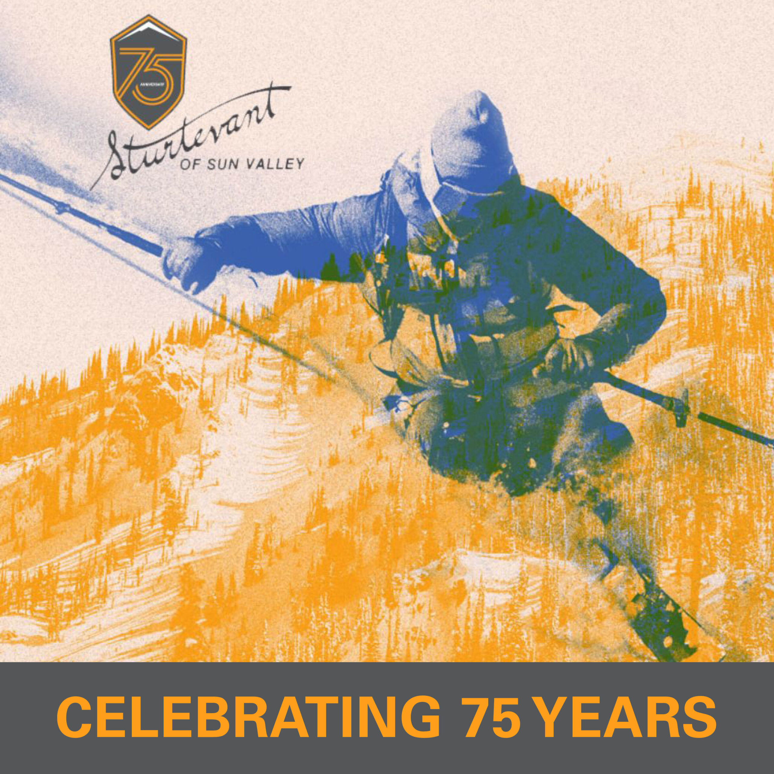 Vintage Ski Photo representing 75 years of business